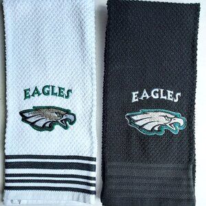 Philadelphia Eagles set of 2 Embroidered Tea towels , hands towels 100% Cotton